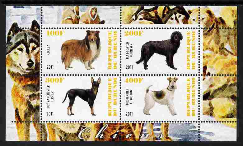 Burundi 2011 Dogs #1 - perf sheetlet containing 4 values unmounted mint, stamps on dogs