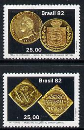 Brazil 1982 Anniversary of Bank set of 2, SG 1973-74 unmounted mint*, stamps on , stamps on  stamps on banking    coins
