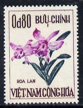Vietnam - South 1965 Festival 80c (Orchid) unmounted mint SG 242*, stamps on orchids   flowers