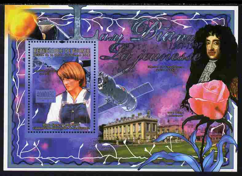 Guinea - Conakry 2011 50th Birth Anniversary of Princess Diana #1 perf s/sheet unmounted mint , stamps on royalty, stamps on diana, stamps on satellites