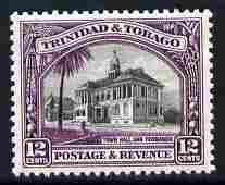 Trinidad & Tobago 1935-37 Town Hall 12c P13x12.5 unmounted mint SG 235a, stamps on buildings, stamps on constitutions