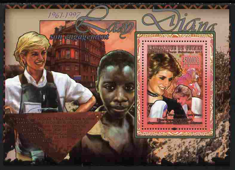 Guinea - Conakry 2011 50th Birth Anniversary of Princess Diana #2 perf s/sheet unmounted mint Michel BL 1912, stamps on personalities, stamps on royalty, stamps on diana, stamps on women, stamps on teresa
