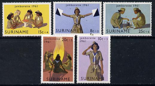 Surinam 1961 Girl Scout Jamborette set of 5 unmounted mint, SG 495-99*, stamps on scouts