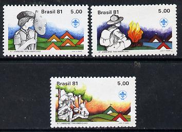 Brazil 1981 Pan American Jamboree set of 3, SG 1886-88 unmounted mint*, stamps on scouts