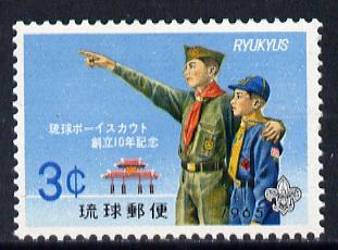Ryukyu Islands 1965 Scout Anniversary unmounted mint, SG 165*, stamps on scouts