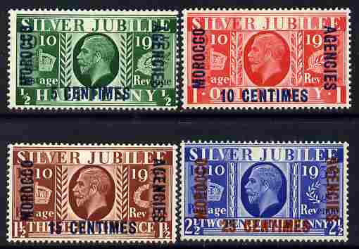 Morocco Agencies - French Currency 1935 KG5 Silver Jubilee set of 4 mounted mint SG 212-15, stamps on silver jubilee, stamps on  kg5 , stamps on 