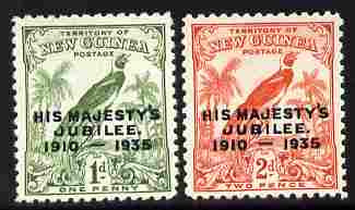 New Guinea 1935 KG5 Silver Jubilee set of 2 mounted mint SG 206-7, stamps on silver jubilee, stamps on  kg5 , stamps on bird of paradise
