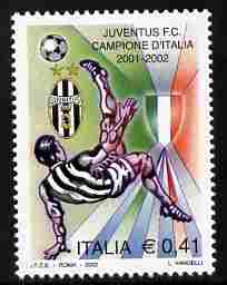 Italy 2002 Juventus National Football Champions 41c unmounted mint SG 2763, stamps on football