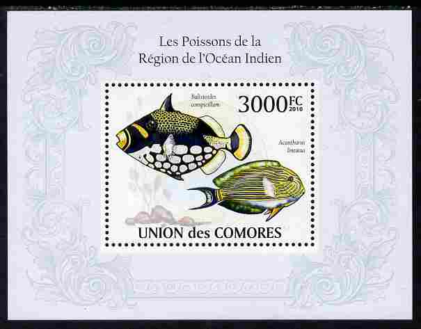 Comoro Islands 2010 Fish from the Indian Ocean Region perf s/sheet unmounted mint, Michel BL 572, stamps on fish