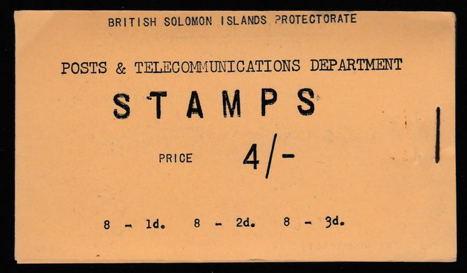 Solomon Islands 1959 4s booklet complete and fine (buff cover - only 1,000 produced) SG SB1, stamps on xxx