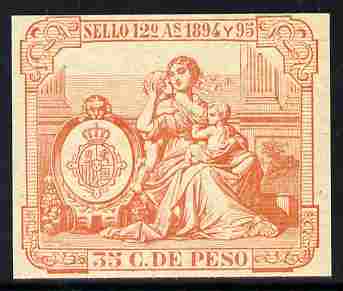 Cinderella - Spain 1894 label in orange imperforate on gummed paper, stamps on cinderella, stamps on arms, stamps on heraldry