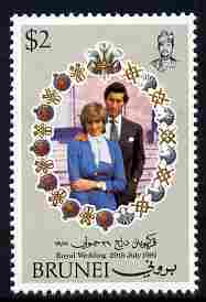 Brunei 1973 Royal Wedding 1981 Royal Wedding $2 with wmk inverted, SG306w unmounted mint, stamps on royalty, stamps on royal wedding, stamps on diana, stamps on charles