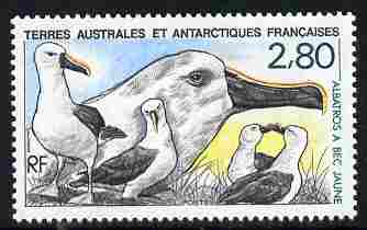 French Southern & Antarctic Territories 1990 Yellow-Nosed Albatross 2f80 unmounted mint SG 262, stamps on polar, stamps on birds, stamps on albatross
