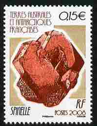 French Southern & Antarctic Territories 2008 Spinel 15c unmounted mint SG 598, stamps on polar, stamps on minerals