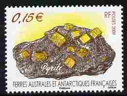 French Southern & Antarctic Territories 2009 Pyrites 15c unmounted mint SG 612, stamps on polar, stamps on minerals