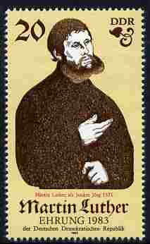 Germany - East 1983 500th Birth Anniversary of Martin Luther (Protestant) perf 20pf unmounted mint, stamps on religion
