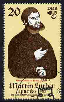 Germany - East 1983 500th Birth Anniversary of Martin Luther (Protestant) perf 20pf fine used, stamps on religion