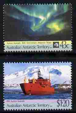 Australian Antarctic Territory 1991 30th Anniversary of Antarctic Treaty set of 2 unmounted mint SG 88-9, stamps on polar, stamps on ships, stamps on weather