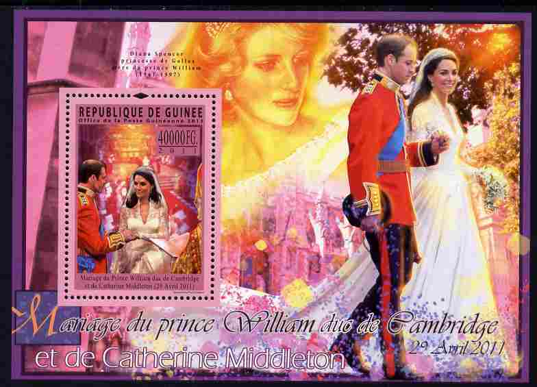 Guinea - Conakry 2011 Royal Wedding - William & Kate perf s/sheet unmounted mint, stamps on personalities, stamps on royalty, stamps on royal wedding, stamps on william, stamps on kate