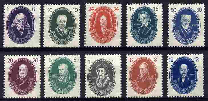 Germany - East 1950 Academy of Science set of 10 mounted mint SG E20-29, stamps on personalities, stamps on science