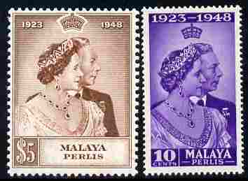 Malaya - Perlis 1948 KG6 Royal Silver Wedding perf set of 2 mounted mint, SG 1-2, stamps on . kg6 , stamps on royal silver wedding, stamps on silver wedding, stamps on royalty