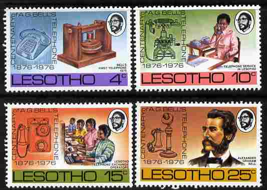 Lesotho 1976 Telephone Centenary set of 4 unmounted mint, SG 318-21, stamps on telephones, stamps on communications
