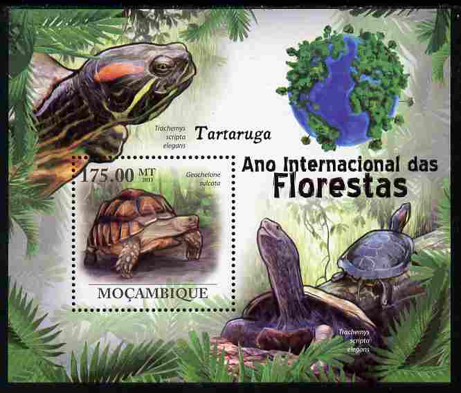 Mozambique 2011 International Year of the Forest - Turtles perf s/sheet unmounted mint, stamps on reptiles, stamps on turtles