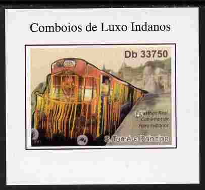 St Thomas & Prince Islands 2011 Indian Luxury Trains #2 imperf individual deluxe sheet unmounted mint. Note this item is privately produced and is offered purely on its t..., stamps on railways