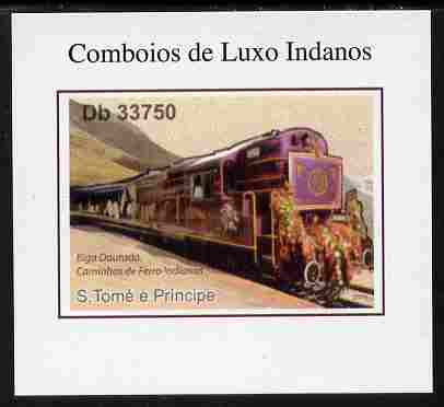St Thomas & Prince Islands 2011 Indian Luxury Trains #4 imperf individual deluxe sheet unmounted mint. Note this item is privately produced and is offered purely on its thematic appeal, stamps on , stamps on  stamps on railways