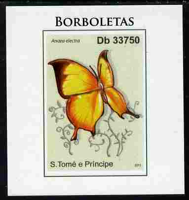 St Thomas & Prince Islands 2011 Butterflies #3 imperf individual deluxe sheet unmounted mint. Note this item is privately produced and is offered purely on its thematic appeal, stamps on butterflies