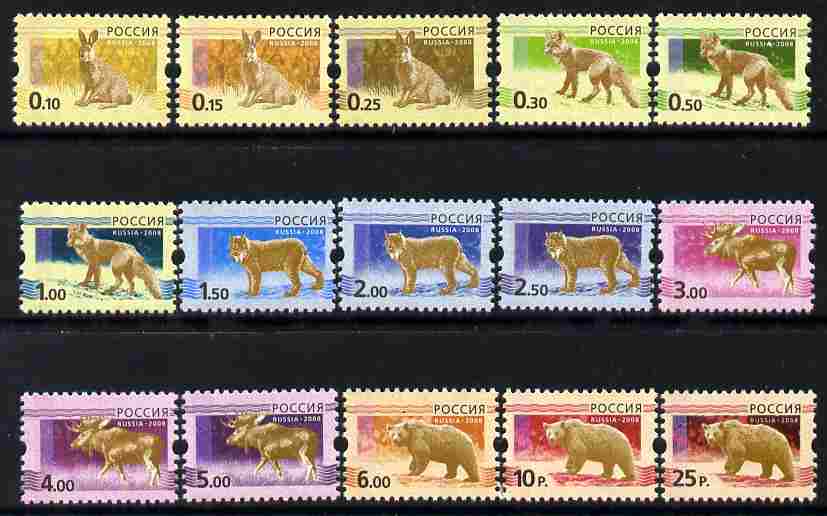 Russia 2008 Animals definitive set of 15 values complete unmounted mint SG 7541-55, stamps on animals, stamps on foxes, stamps on  fox , stamps on hares, stamps on bears, stamps on lynx, stamps on  elk , stamps on 