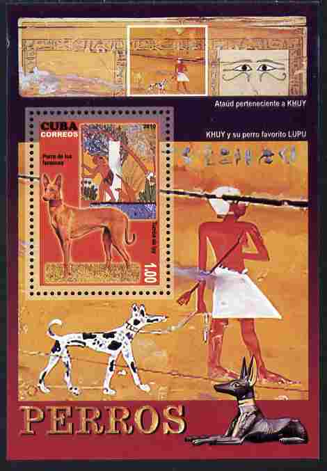 Cuba 2010 Dogs & Classical Art perf m/sheet unmounted mint , stamps on dogs, stamps on arts, stamps on egyptology
