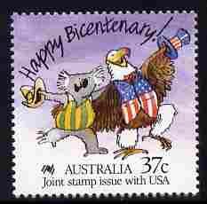 Australia & USA 1988 Joint Issue - Bicentenary of Australian Settlement (11th series) unmounted mint, SG 1110, stamps on eagles, stamps on americana, stamps on bears, stamps on 