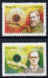 Brazil 1992 Barcelona Olympic Games set of 2, SG 2515-16 , stamps on olympics   sport   pistol shooting