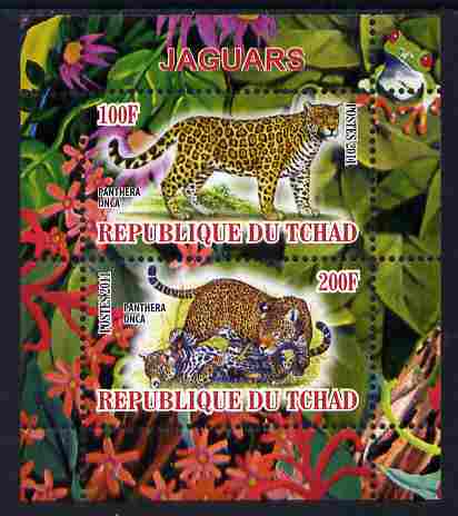 Chad 2011 Leopards perf sheetlet containing 2 values unmounted mint, stamps on animals, stamps on cats, stamps on leopards