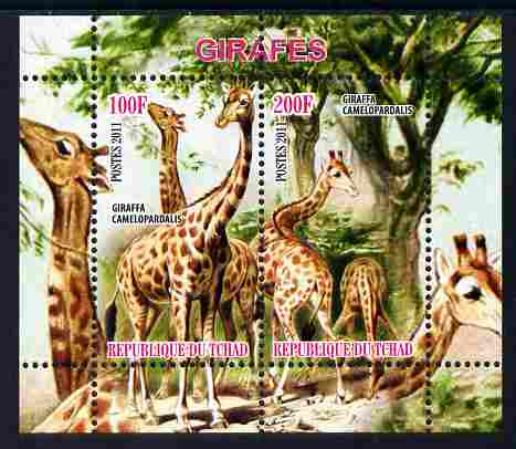 Chad 2011 Giraffes perf sheetlet containing 2 values unmounted mint, stamps on , stamps on  stamps on animals, stamps on  stamps on giraffes