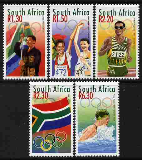 South Africa 2000 Sydney Olympic Games perf set of 5 unmounted mint SG 1192-96, stamps on olympics, stamps on flags, stamps on running, stamps on marathon, stamps on swimming