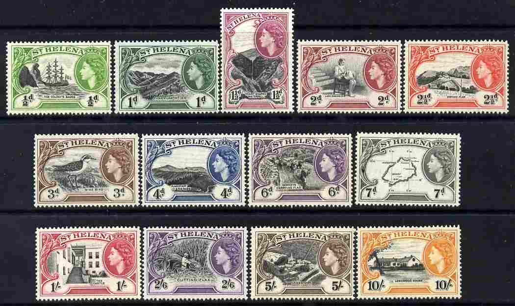 St Helena 1953-59 QEII definitive set complete 13 values  unmounted mint SG153-65, stamps on ships, stamps on lace, stamps on napoleon, stamps on birds, stamps on maps