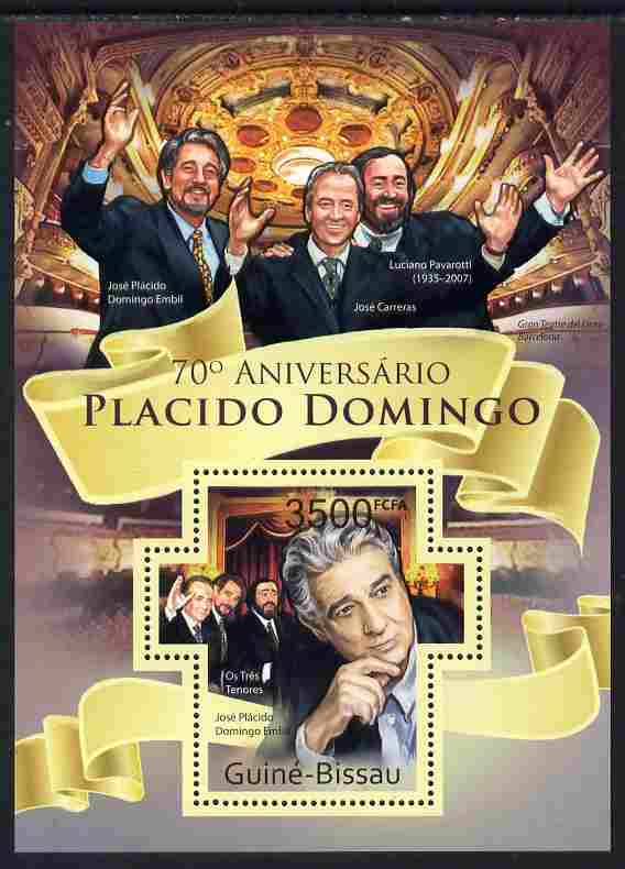 Guinea - Bissau 2011 70th Birth Anniversary of Placido Domingo perf m/sheet containing Cross-shaped stamp unmounted mint, stamps on personalities, stamps on music