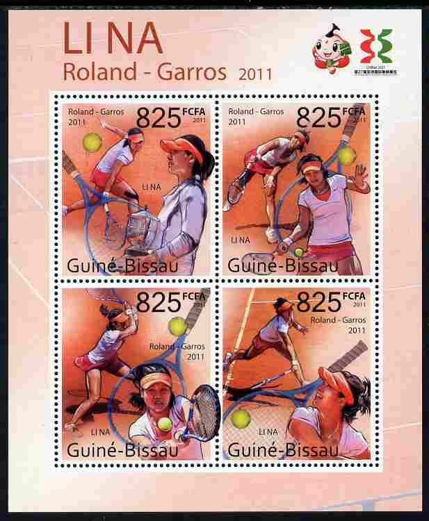 Guinea - Bissau 2011 Li Na (tennis) perf sheetlet containing 4 values unmounted mint, stamps on sport, stamps on tennis, stamps on women