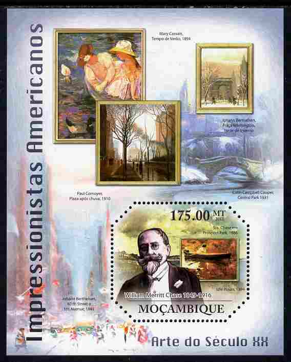 Mozambique 2011 American Impressionists perf m/sheet unmounted mint, stamps on personalities, stamps on arts, stamps on americana