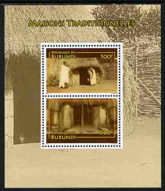 Burundi 2011 Traditions perf sheetlet containing 2 valuess unmounted mint , stamps on cultures, stamps on housing