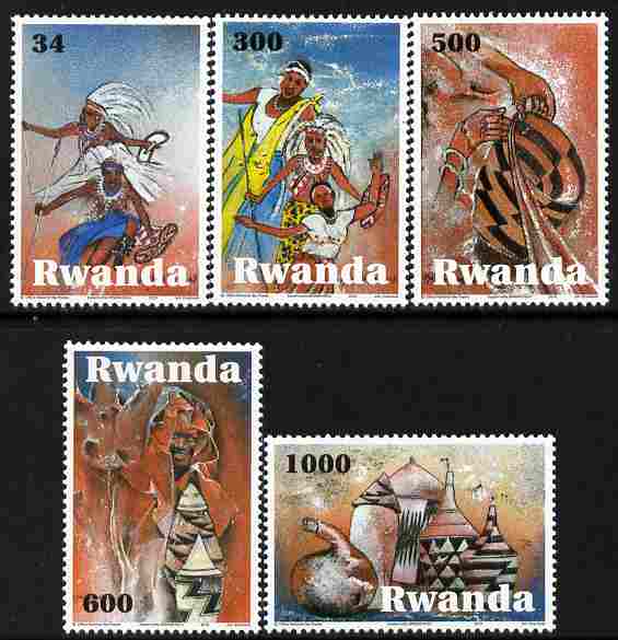 Rwanda 2011 Art & Culture perf set of 5 values unmounted mint , stamps on arts, stamps on cultures, stamps on dancing