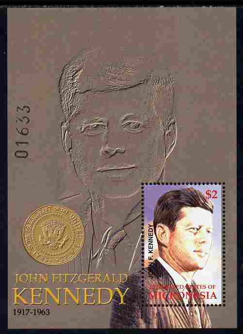 Micronesia 2002 85th Birth Anniversary of John F Kennedy perf m/sheet unmounted mint SG MS 1187b, stamps on sport, stamps on bicycles