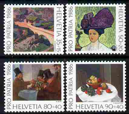 Switzerland 1986 Pro Patria - Paintings perf set of 4 unmounted mint SG 1098-1101, stamps on arts
