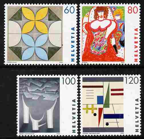 Switzerland 1993 Paintings by Swiss Women Artists perf set of 4 unmounted mint SG 1272-75, stamps on arts, stamps on women