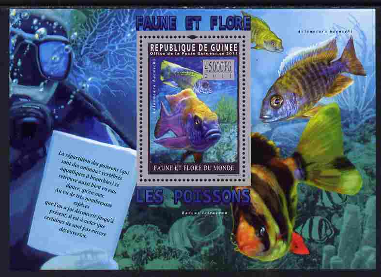Guinea - Conakry 2011 Fish perf s/sheet unmounted mint, stamps on marine life, stamps on fish, stamps on scuba