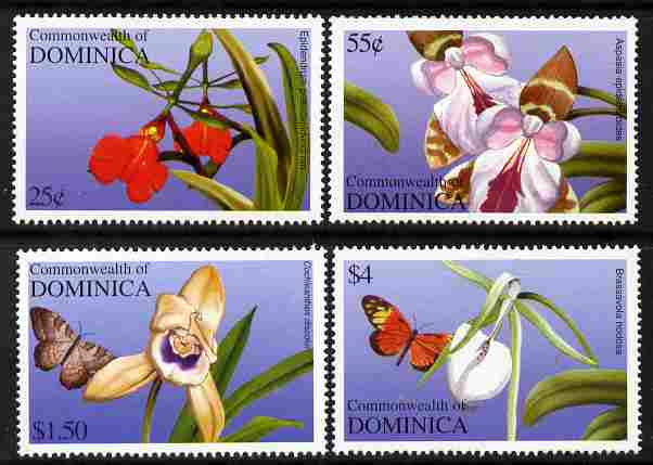 Dominica 2004 Orchids perf set of 4 unmounted mint SG 3351-54, stamps on flowers, stamps on orchids