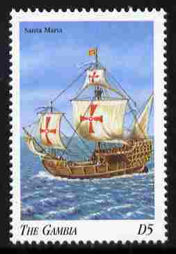 Gambia 1998 Ships - Santa Maria 5D unmounted mint SG 2906, stamps on ships, stamps on columbus, stamps on explorers