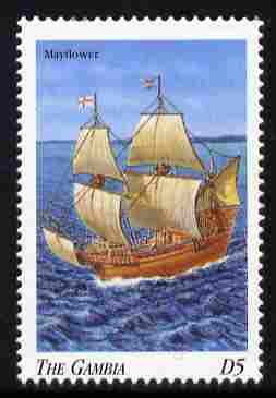 Gambia 1998 Ships - Mayflower 5D unmounted mint SG 2908, stamps on ships, stamps on mayflower